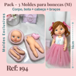 Pack - 3 Moldes para bonecas (M)16cm p/ topo de bolo - Ref: 194