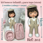 Kit Boneco infantil 4 para topo  (16cm) Ref: 202